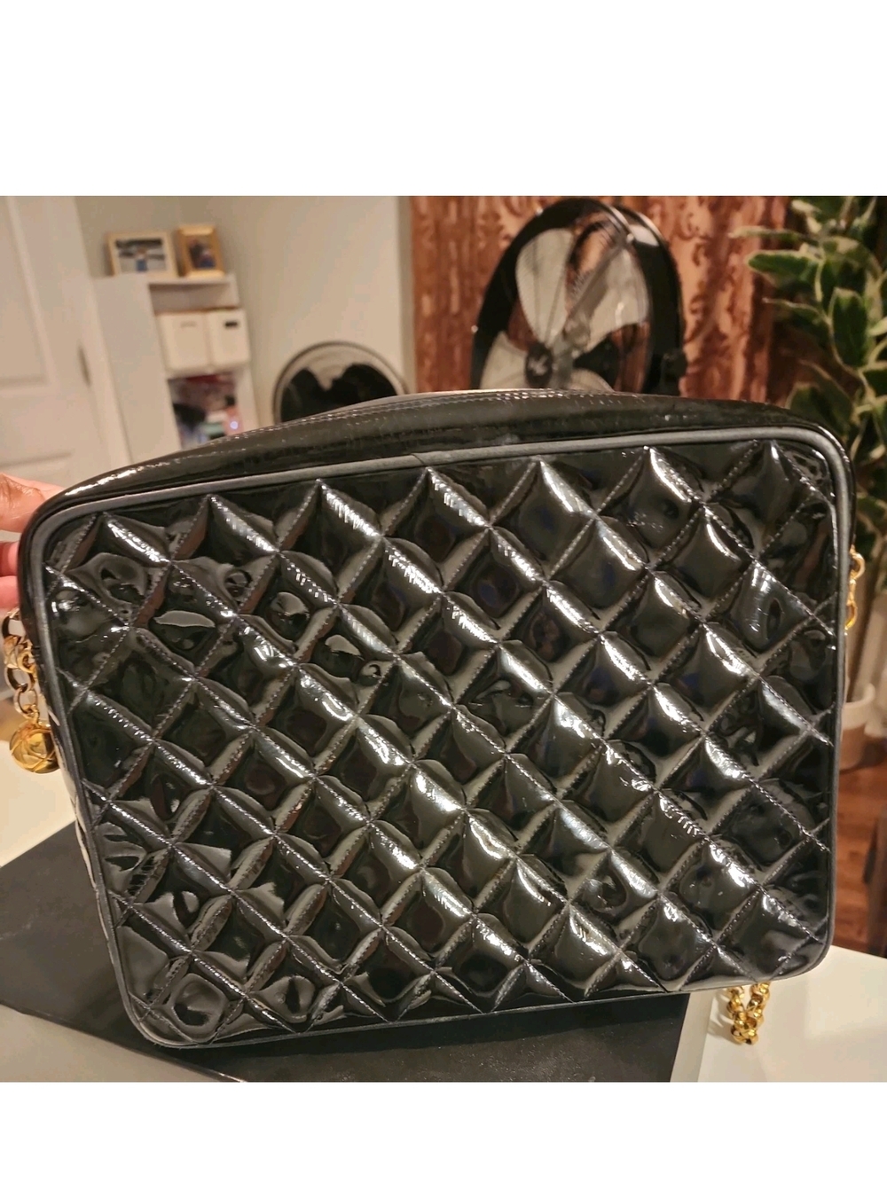 Authentic Vintage Chanel Black Quilted Patent Leather Bag - Picture 7 of 16